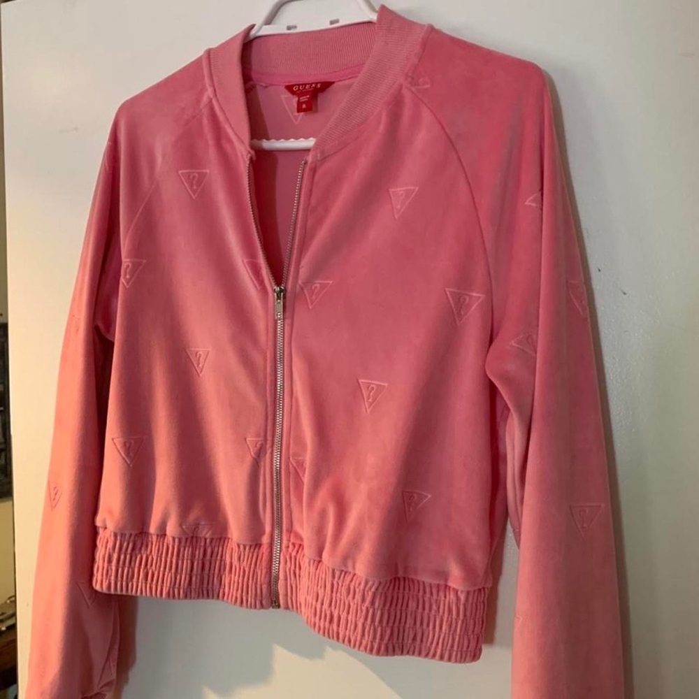 Guess pink zip up hoodie